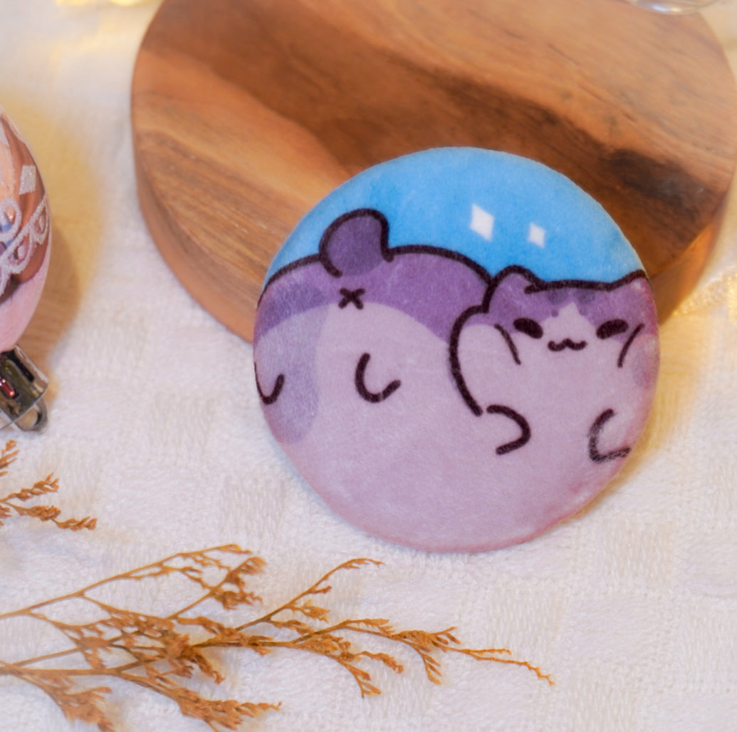 Fluffy Cute Cat Button Badge | Bichi Mao