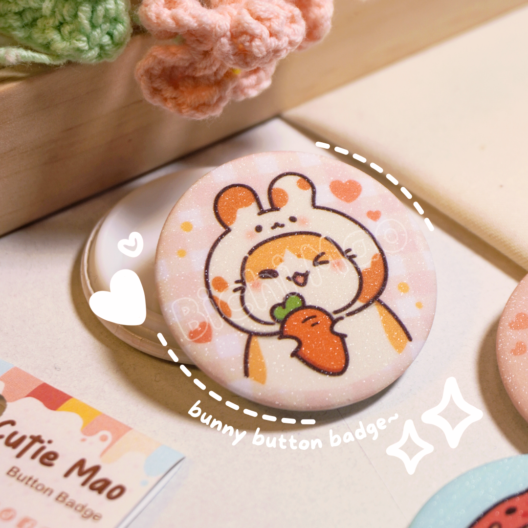 Shiny Cute Cat Button Badge | Bichi Mao