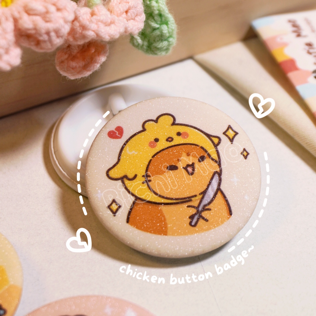 Shiny Cute Cat Button Badge | Bichi Mao