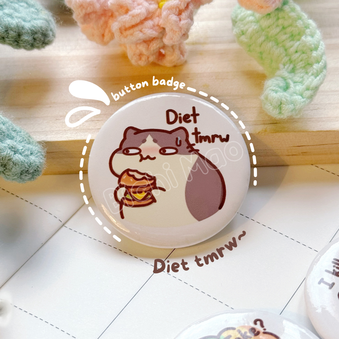 Funny Cute Cat Button Badge | Bichi Mao