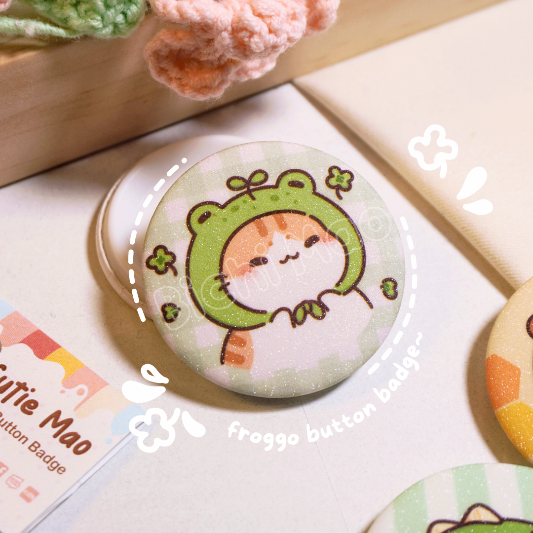 Shiny Cute Cat Button Badge | Bichi Mao