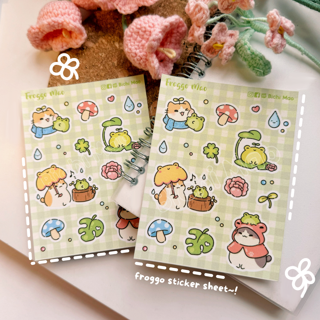 Cute Shiny Cat Sticker Sheet | Bichi Mao