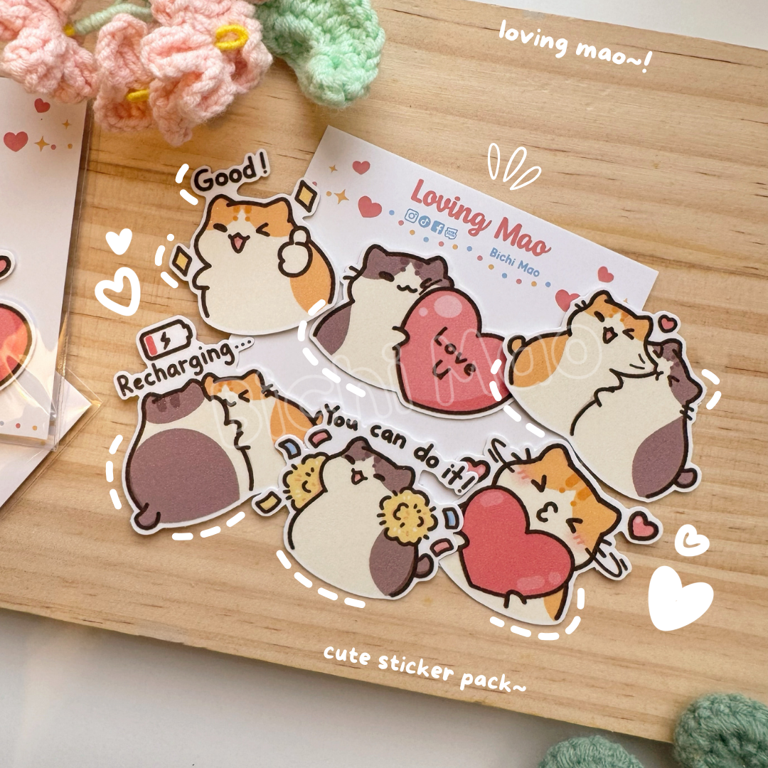 Shiny Cute Cat Sticker Pack | Bichi Mao