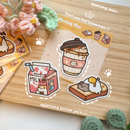 Foodie Cat Shiny Sticker Pack | Bichi Mao