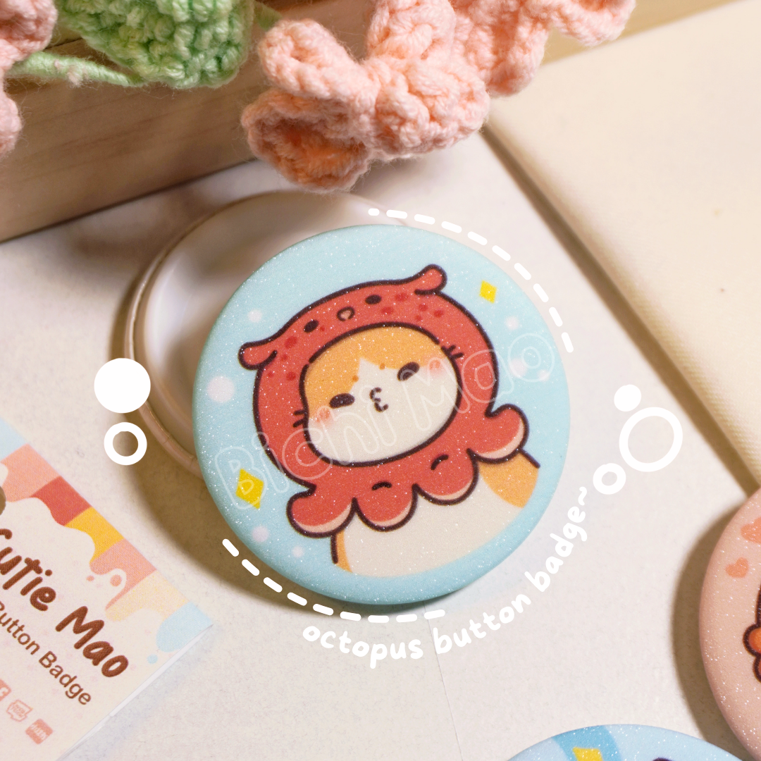 Shiny Cute Cat Button Badge | Bichi Mao