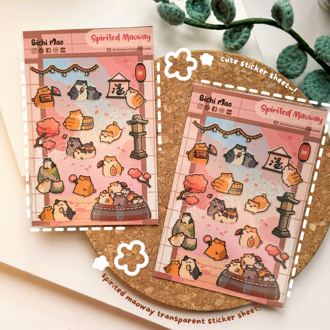 Waterproof Cat Sticker Sheet | Bichi Mao