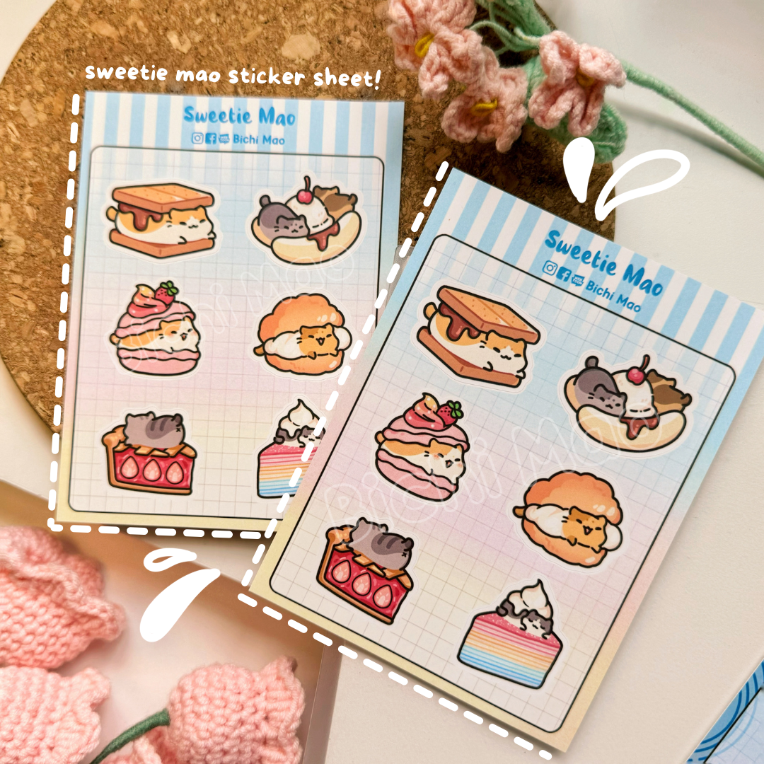 Yummy Food Cat Sticker Sheet | Bichi Mao