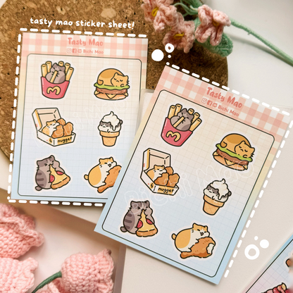 Yummy Food Cat Sticker Sheet | Bichi Mao