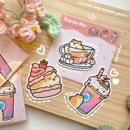 Foodie Cat Shiny Sticker Pack | Bichi Mao