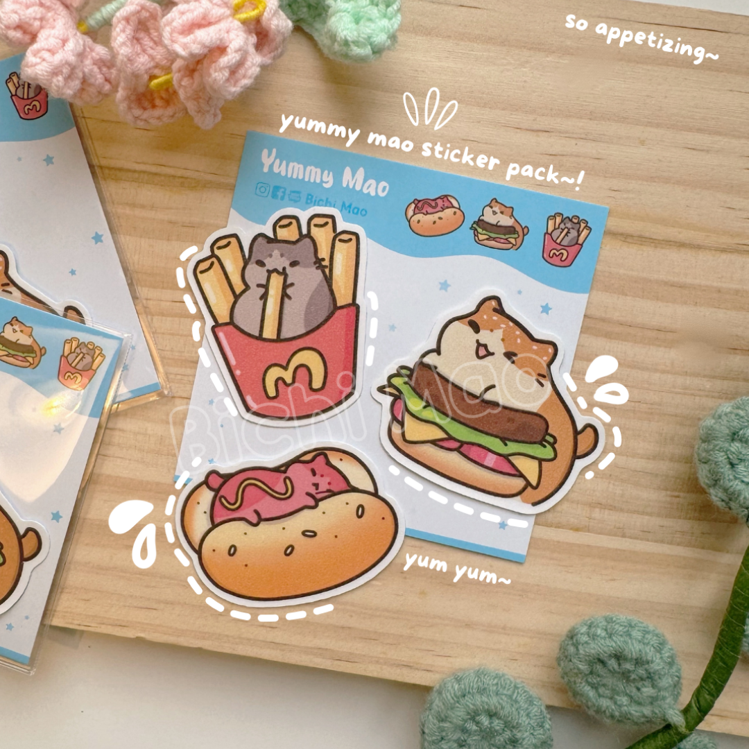 Foodie Cat Shiny Sticker Pack | Bichi Mao