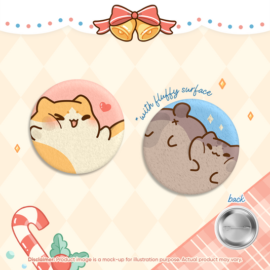 Christmas Fluffy Cute Cat Button Badge | Bichi Mao